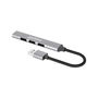MANHATTAN Hub USB 4 Puertos, 3x USB 2.0 480Mbps + 1x USB 3.2 Gen 1 5Gbps, Alimentación por Bus, Aluminio Gris, Cable 0.18m