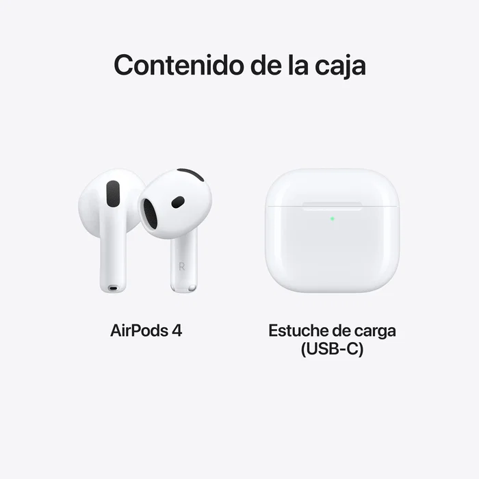 Apple AirPods (4ª Generación) Auriculares True Wireless Blanco - Chip H2, Audio Espacial, Aislamiento de Voz, IP54, 30h Autonomía, Carga USB-C