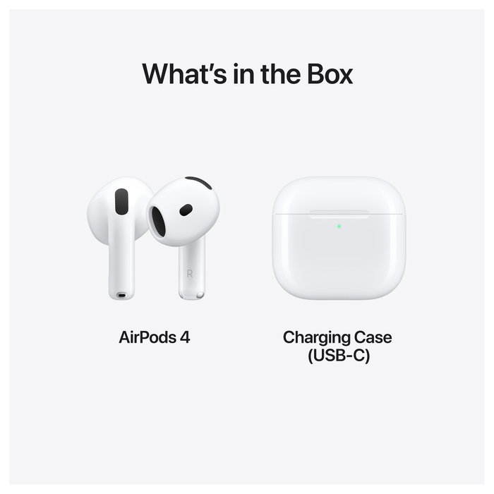 Apple AirPods (4ª generación), auriculares inalámbricos Bluetooth 5.3 TWS True Wireless Stereo con chip H2, resistencia IP54, autonomía 30 horas, color blanco