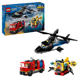 LEGO 60462 Helicóptero, Cami3n Bomberos Y Submarino