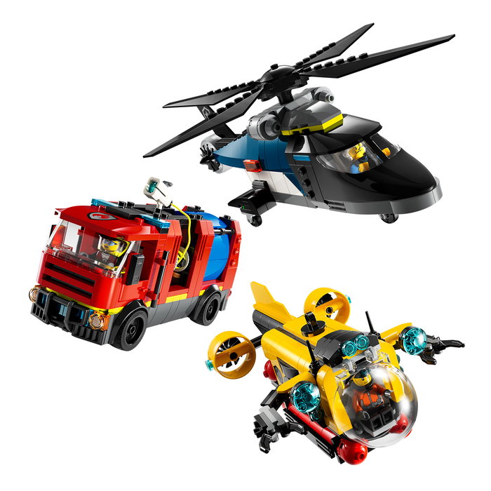 LEGO 60462 Helicóptero, Cami3n Bomberos Y Submarino