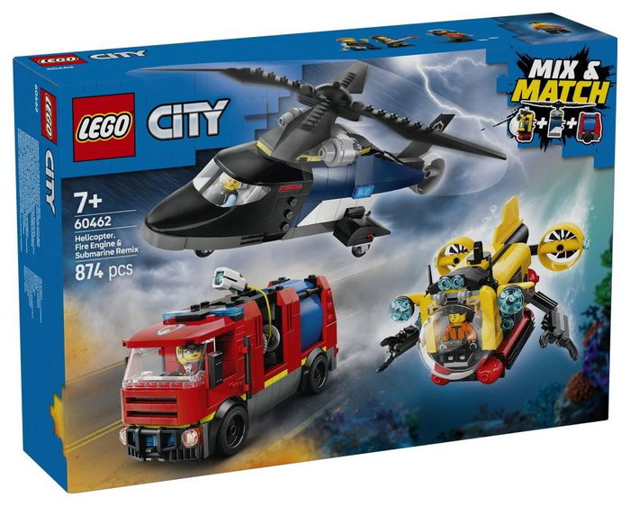 LEGO City Remix Helicóptero, Camión de Bomberos y Submarino 60462 LEGO City Remix Helicóptero, Camión de Bomberos y Submarino 60462