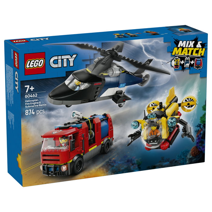 LEGO City Remix Helicóptero, Camión de Bomberos y Submarino 60462 LEGO City Remix Helicóptero, Camión de Bomberos y Submarino 60462
