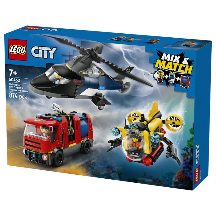 LEGO City Remix Helicóptero, Camión de Bomberos y Submarino 60462 LEGO City Remix Helicóptero, Camión de Bomberos y Submarino 60462