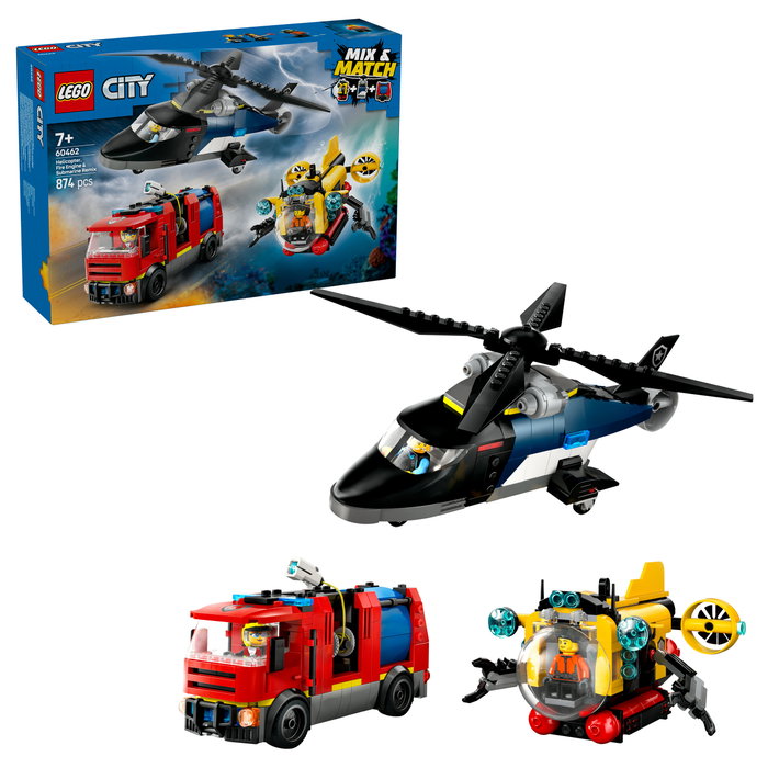 LEGO City Remix Helicóptero, Camión de Bomberos y Submarino 60462 LEGO City Remix Helicóptero, Camión de Bomberos y Submarino 60462