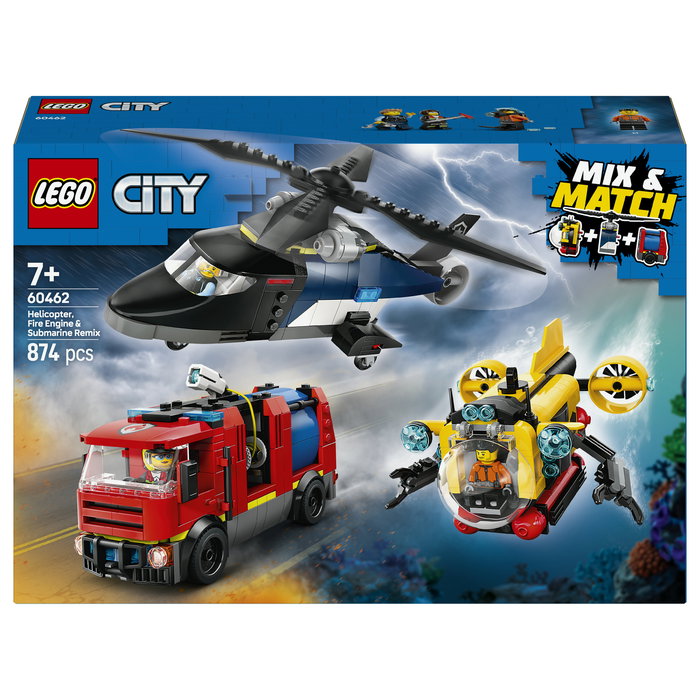 LEGO City Remix Helicóptero, Camión de Bomberos y Submarino 60462 LEGO City Remix Helicóptero, Camión de Bomberos y Submarino 60462