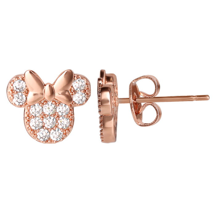 Disney Pendientes Minnie Mouse Oro Rosa con Lazo Oficiales Regalo Fan