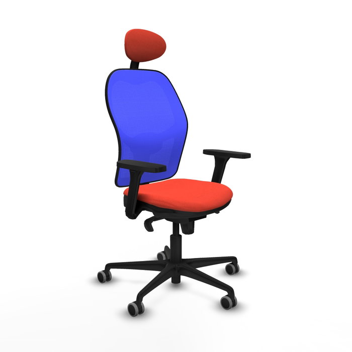 PIQUERAS Y CRESPO Silla de oficina Jorquera con mecanismo Sincro, tela Naranja oscuro y malla Azul PIQUERAS Y CRESPO Silla de oficina Jorquera con mecanismo Sincro, tela Naranja oscuro y malla Azul