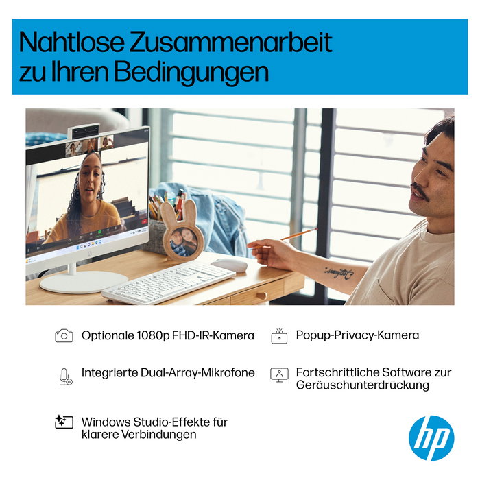 HP AIO All-in-One PC 27-cr2150ng con Pantalla 27", AMD Ryzen 5 5625U, 16GB RAM, 512GB SSD, Windows 11 Home