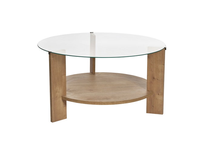 Nordure Mesa de Café Roble Zafiro y Transparente con Vidrio Templado 75x40x75 cm