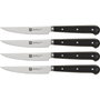 Zwilling Steakset de 4 piezas con cuchillas onduladas en Negro/Plata
