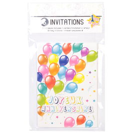 Party Time Juego de 6 Invitaciones de Cumpleaños Party Time 10x14 cm