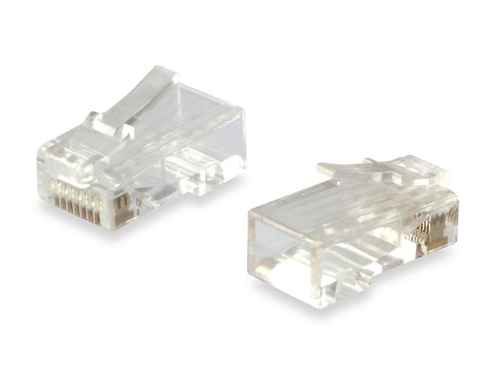 Equip 121144 Kit de 100 Unidades Conectores RJ45 Transparentes, Plástico, para Cable Cat6, Contactos Chapados en Oro