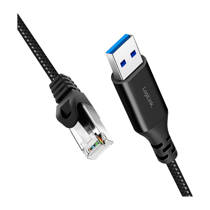 LogiLink Cable Ethernet USB 3.0 a RJ45 de 7,5 m, 1 Gbps, negro/gris LogiLink Cable Ethernet USB 3.0 a RJ45 de 7,5 m, 1 Gbps, negro/gris