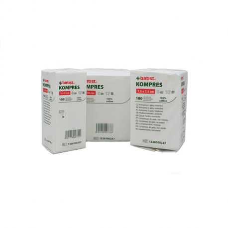 Gasas N-Esteril 4 Capas 17 Hilos 45x45 cm 100 Unidades