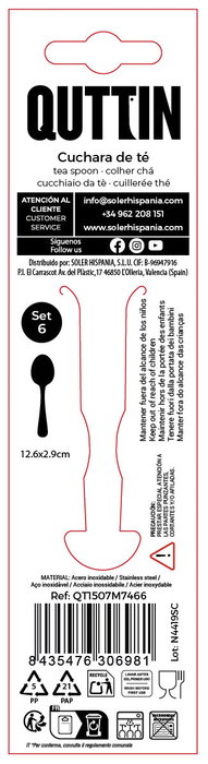 Inde Set 6 Cucharas de Té 1.5 mm Moma (12 Cajas)