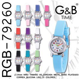 G&B TIME Reloj infantil redondo XS 24mm con correa de silicona lisa