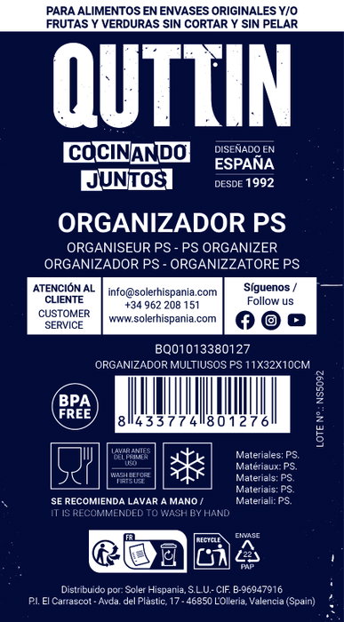 Quttin Organizador Multiusos PS 11x32x10cm (Pack de 12)