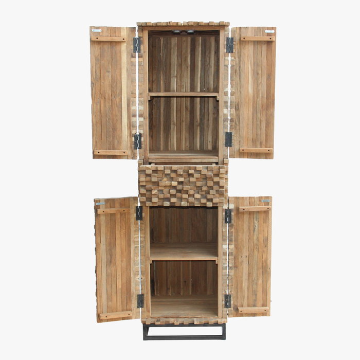 DKD Home Decor Armario Colección Cubic Teca Reciclada 45 x 180 x 50 cm