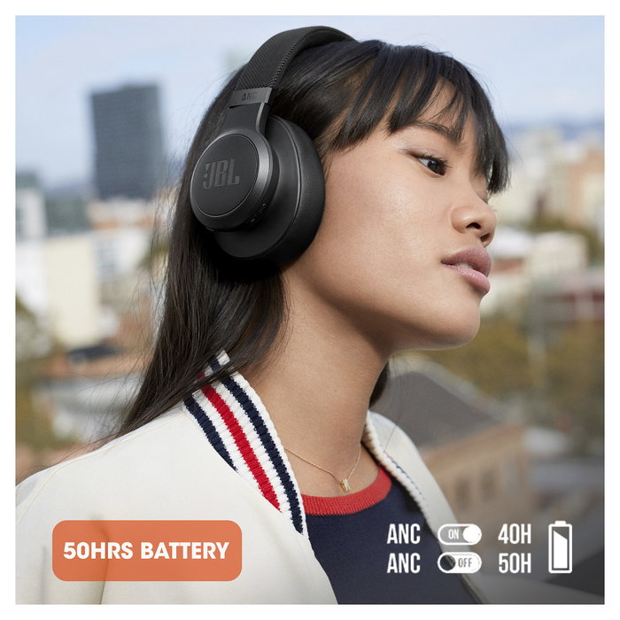 JBL Live 660NC Auriculares Over-Ear Inalámbricos con Cancelación de Ruido Activa Negro