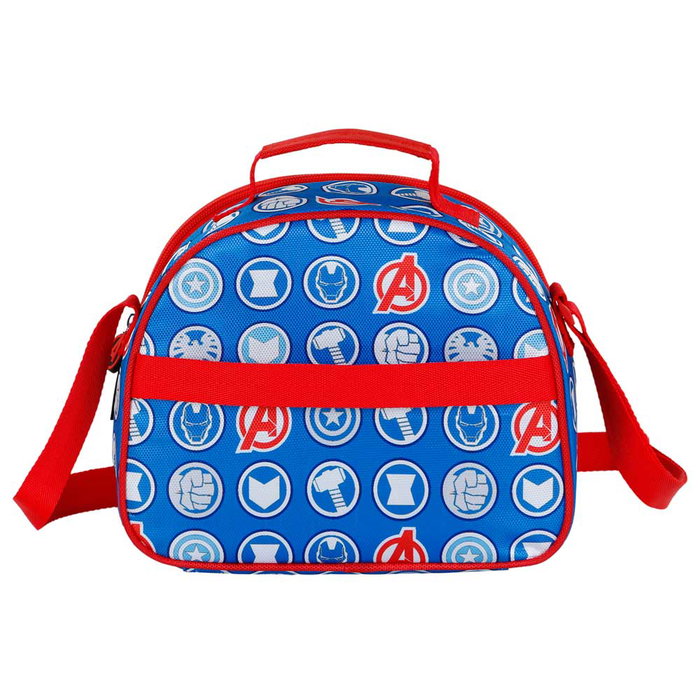 Marvel Los Vengadores Bolsa Portamerienda 3D Infantil con Forro Isotérmico y Diseño de Mini Héroes Multicolor