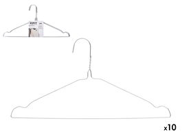 Kipit Set 10 Perchas Acero Color Plata Grandes 40x20x2 cm (Set de 24)