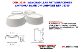 Almohadillas Antivibraciones Lavadora Blanco 4 Unidades Ref. 36700