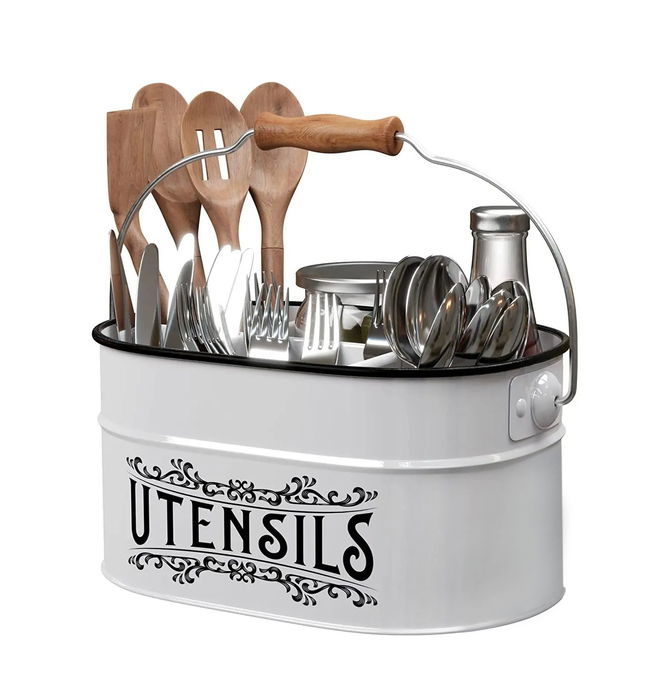 Inde Cubo Metálico Organizador de Utensilios con Asa My Bar - 19.4 cm (Ancho) x 13.4 cm (Alto) x 27.2 cm (Largo) (4 Unidades)