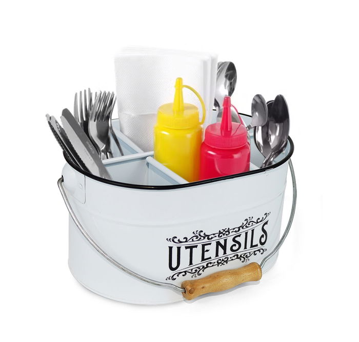 Inde Cubo Metálico Organizador de Utensilios con Asa My Bar - 19.4 cm (Ancho) x 13.4 cm (Alto) x 27.2 cm (Largo) (4 Unidades)