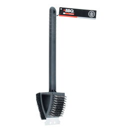 Bbq Collection Cepillo Barbacoa 3 en 1, Raspador, Cepillo Acero Inoxidable, Mango PP Negro, 37 cm