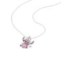 Disney Colgante Angel Stitch con Brillantes Piedras Rosas en Cadena Ajustable 16"