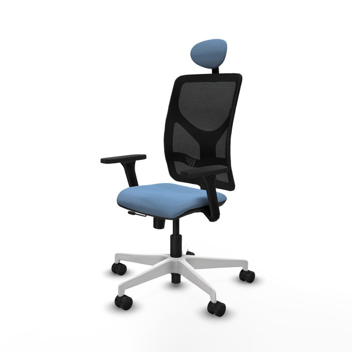 PIQUERAS Y CRESPO Silla de oficina Motilla con mecanismo Sincro/Traslack, Azul cielo y Negro