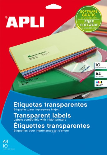 Apli Etiquetas Adhesivas Transparentes 63,5x38,1mm Inkjet
