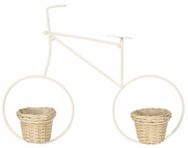 DKD Home Decor Macetero Metal Fibra Pared Bicicleta Crema y Marrón
