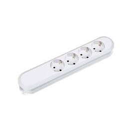 Bachmann 381.223K Regleta de Conexión 4xCEE7/3 Tipo F, 4 Salidas AC, Blanco, 230 V, 3680 W, Plástico