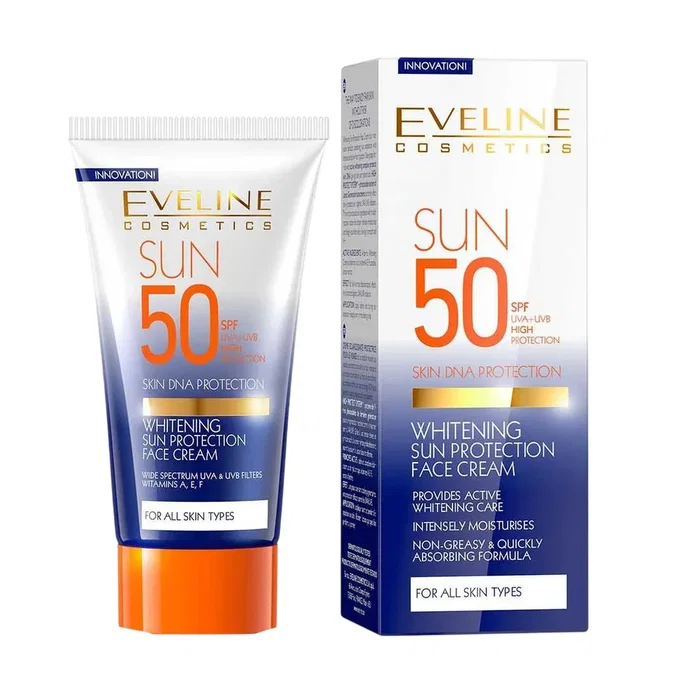 Eveline Cosmetics Whitening Sun Protection con Ácido Hialurónico SPF 50, 50 ml Eveline Cosmetics Whitening Sun Protection con Ácido Hialurónico SPF 50, 50 ml