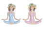 DKD Home Decor Figura de Resina Yoga y Flores Multicolor