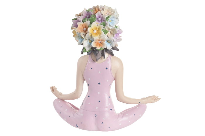 DKD Home Decor Figura de Resina Yoga y Flores Multicolor DKD Home Decor Figura de Resina Yoga y Flores Multicolor