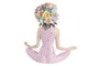 DKD Home Decor Figura de Resina Yoga y Flores Multicolor