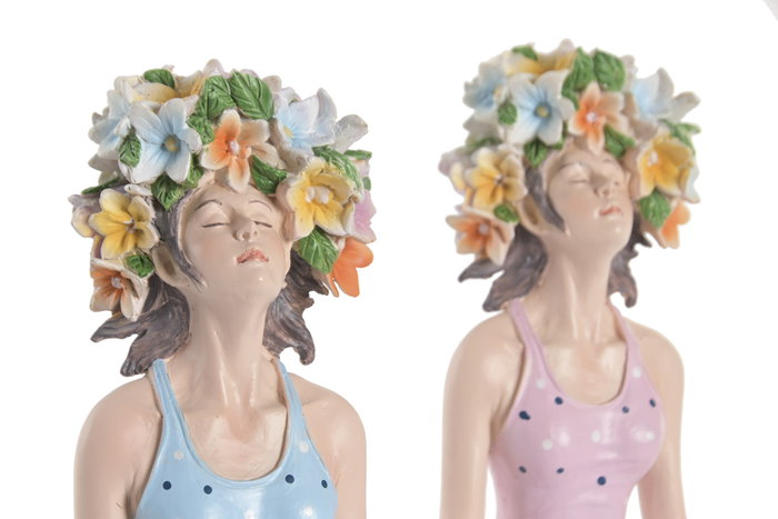 DKD Home Decor Figura de Resina Yoga y Flores Multicolor DKD Home Decor Figura de Resina Yoga y Flores Multicolor