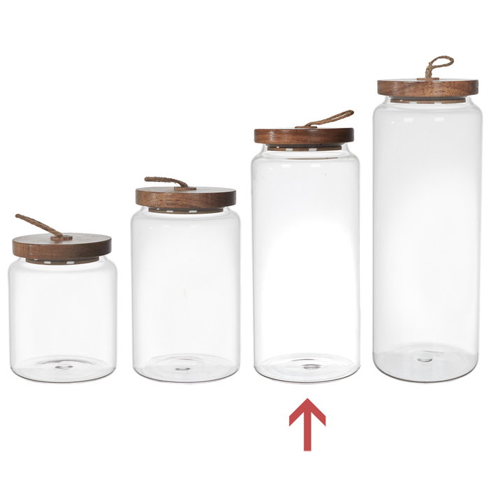 Home Deco Factory Bote con Tapa Cocooning, Vidrio Borosilicato y Acacia, 145 cl, 23 cm de Altura Home Deco Factory Bote con Tapa Cocooning, Vidrio Borosilicato y Acacia, 145 cl, 23 cm de Altura