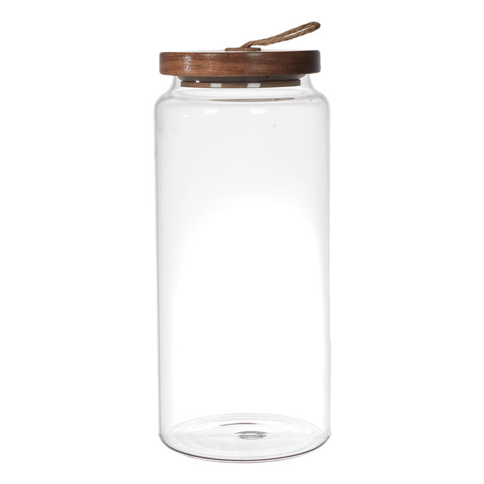 Home Deco Factory Bote con Tapa Cocooning, Vidrio Borosilicato y Acacia, 145 cl, 23 cm de Altura Home Deco Factory Bote con Tapa Cocooning, Vidrio Borosilicato y Acacia, 145 cl, 23 cm de Altura