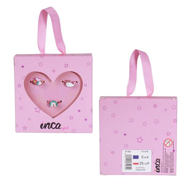 Inca Set 3 Anillos Dorados Ajustables en Cajita de Cartón Inca Set 3 Anillos Dorados Ajustables en Cajita de Cartón