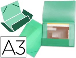 Liderpapel Carpeta de Solapas DIN A3 Verde Translúcido