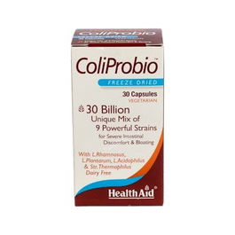 HEALTH AID Coliprobio 30 Cápsulas - Complemento Alimenticio para la Flora Intestinal con Probióticos y FOS