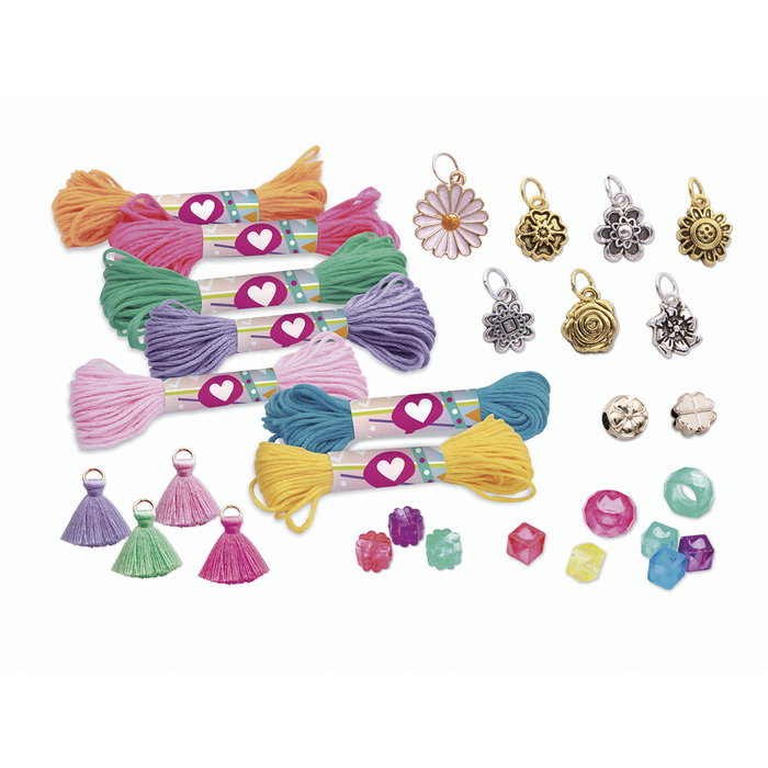 Tachan Set de Brazaletes de la Amistad con Hilos, Cuentas y 7 Colgantes Metálicos