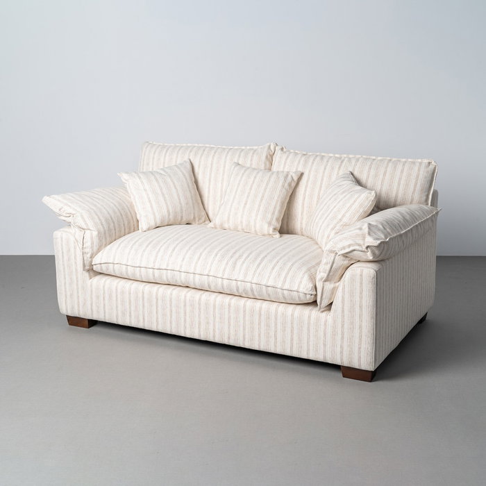 Sofá 2 Plazas Rayas Crema Tejido 178 X 101 X 71 cm