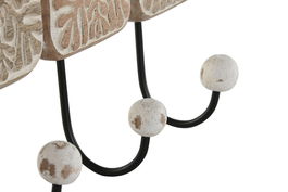DKD Home Decor Nuipa Perchero de Pared Estilo Indio Blanco Natural Mango y Hierro 2 Unidades 7 x 17 x 41 cm