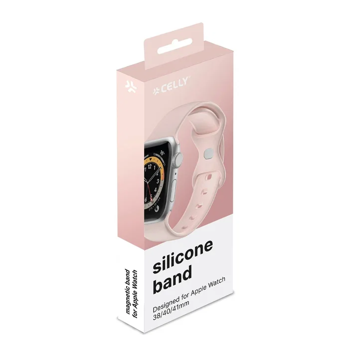Celly WBANDSIL40BP Correa de silicona rosa para Apple Watch 38mm, 40mm, 41mm - Smartwatch 220 mm