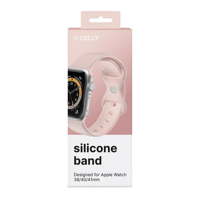 Celly WBANDSIL40BP Correa de silicona rosa para Apple Watch 38mm, 40mm, 41mm - Smartwatch 220 mm